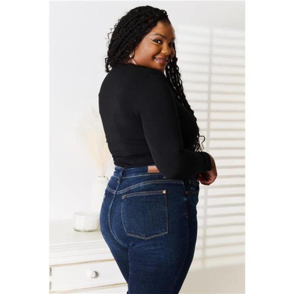 Basic Bae Asymmetrical Neck Long Sleeve Top - Picture 6 of 7